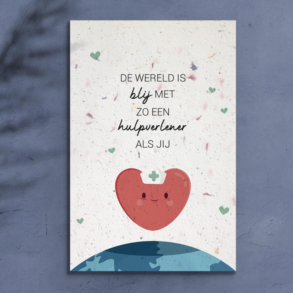 Hulpverlener wenskaart op het originele groeipapier Groeikaartjes